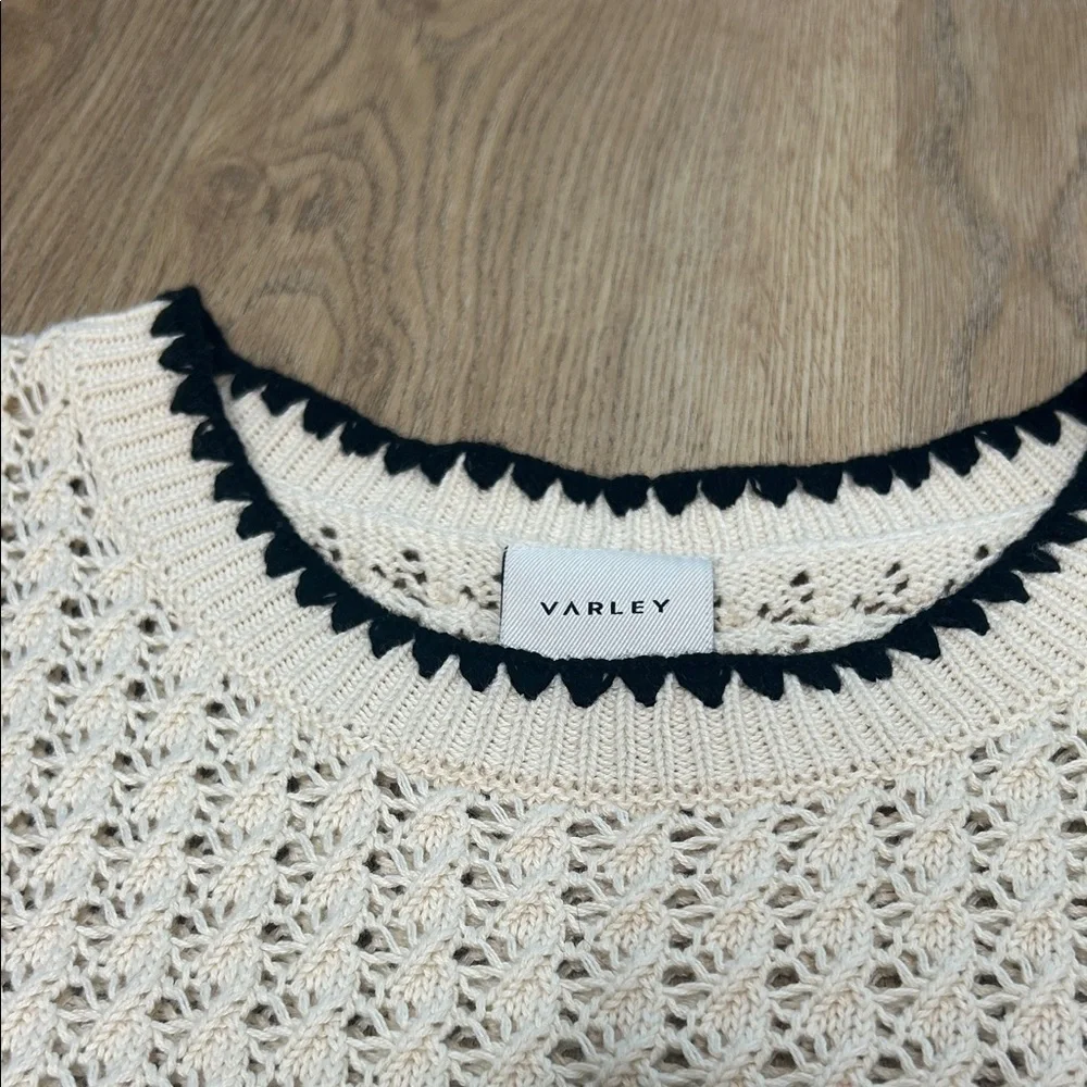 Varley Delaney Cream and Black Open Stitch Sweater Vest - Picture 2 of 12